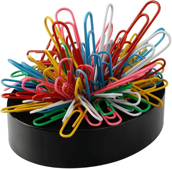 Magnetic Paper Clip Holder for Desk, Office Organizer with 160 Pcs Clips | Strong Magnetic Base Securely Holds Paperclips Fits Any Desk Home Office with 160 Pieces Assorted Size and Colors Paper Clips
