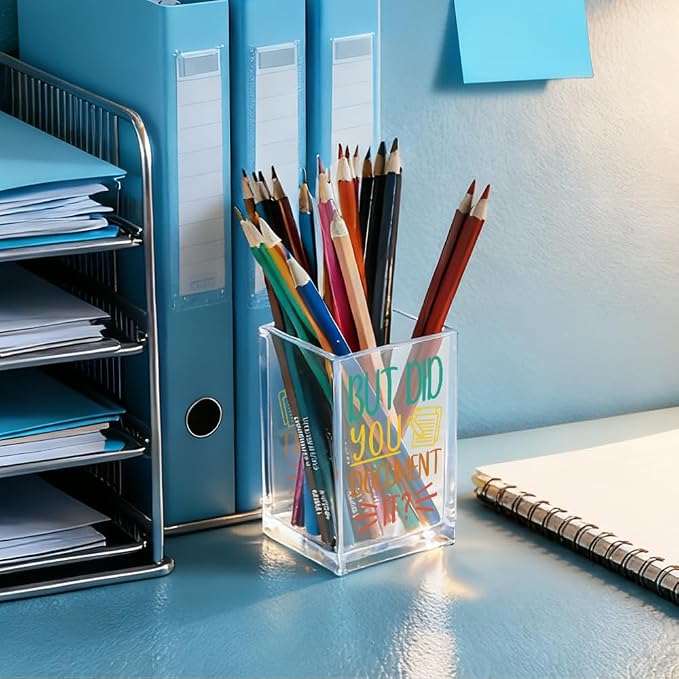 Funny But Did You Document It Acrylic Cosmetic Pen Holder Cup Gifts | Pencil Holder for Office Desk Accessories for Coworker Boss Nurse HR, Office Desk Pen Organizer, Marker Holder Work Gifts