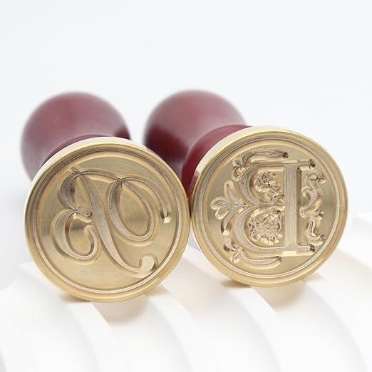Letter Wax Seal Stamp Kit - Initial Alphabet B Stamp Head 2pcs, Vintage Monogram Stamps Wax Seal Kit with 200pcs Assorted Sealing Beads, Spoon, Metallic Gold Silver Pens