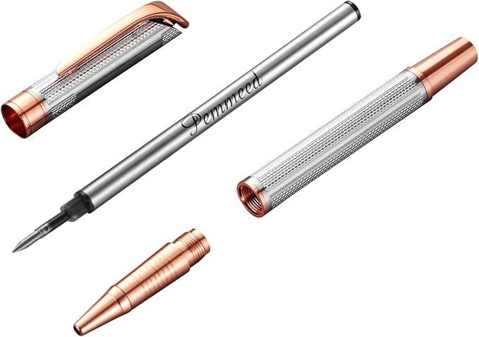 Penneed Rollerball Pen with Gift Set, Gel Pen for Men, Women, Business, Party&Wedding Black Ink 0.7mm G5 (Gold-Sliver)
