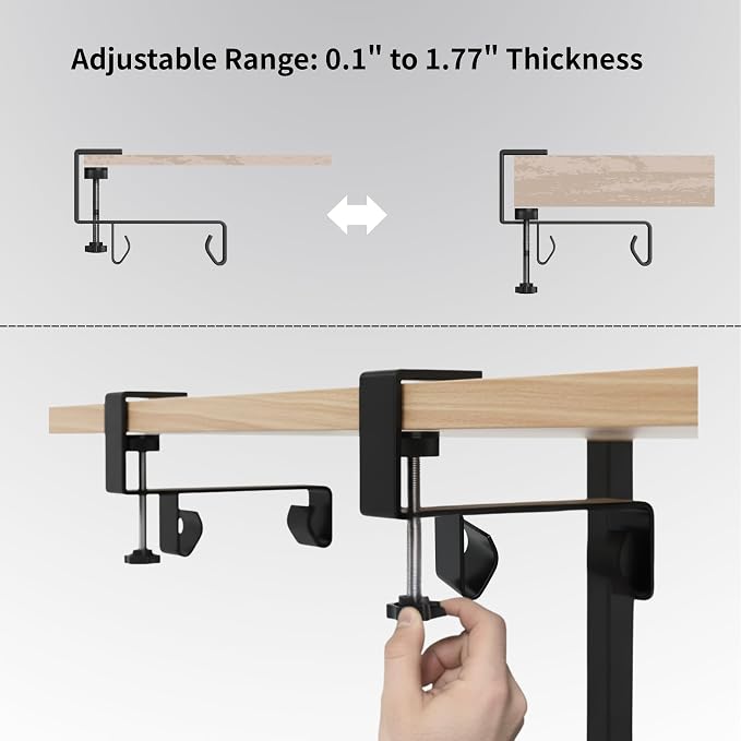 Under Desk Cable Management Tray, 36” Fabric No Drill Clamp Mount | Cord Organizer for Desk, Heavy Duty Wire Management for Office Home, Black