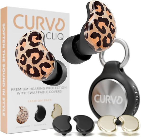 CURVD Cliq Noise Cancelling Ear Plugs – Reusable Concert Earplugs for Noise Reduction with Swappable Covers, 5 Tip Sizes & Travel Case. Stylish, Comfy, and Customizable Protection