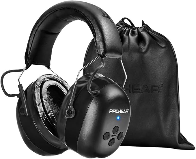 PROHEAR 037 Gel Ear Pads Bluetooth 6.0 Hearing Protection Headphones,1500mAh Rechargeable Battery for 120H Playtime Perfect for Mowing Workshops Snowblowing - Black