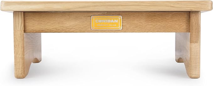 CONSDAN Foot Rest, Ergonomic Footrest for Under Desk at Work, Nursing Foot Stool, Natural Solid Wood Non-Slip Slanted Top Foot Stool for Office/Standing Desk (Natural Color)