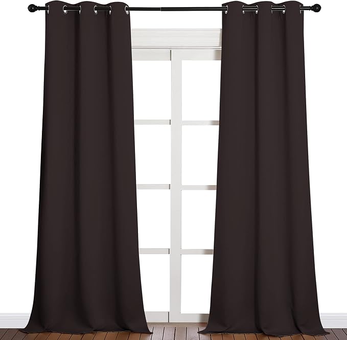 NICETOWN Blackout Thick Window Curtains - Thermal Insulated Grommet Drape Panels for Bedroom and Living Room (Brown, Set of 2, W42 x L90 per Panel)