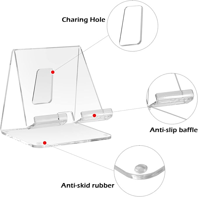 Kamehame Acrylic Desk Tablet Stand - Clear iPad & Galaxy Tab Stand (4-13 inches)