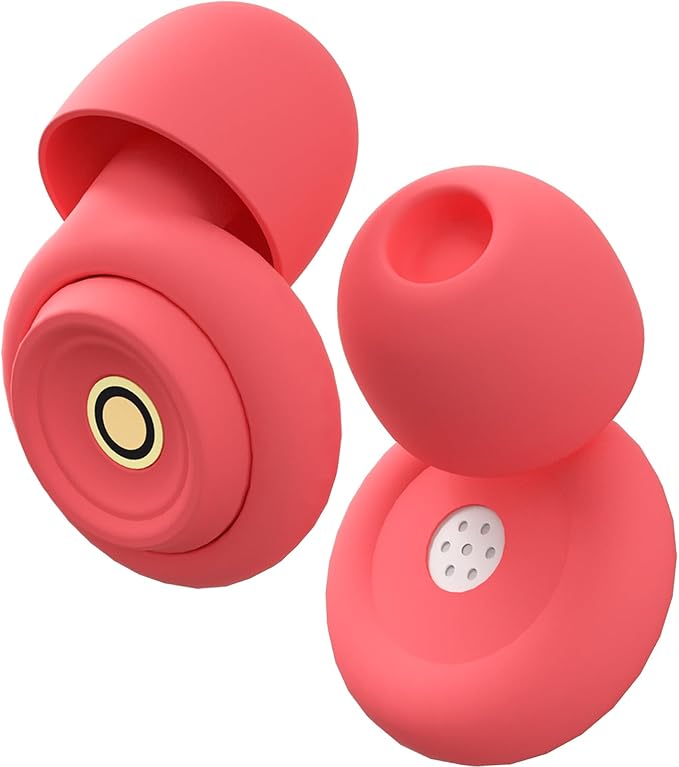 Ear Plugs for Sleeping Ultra-Comfy Silicone Earplugs for Concerts Noise Cancelling Reusable Noise Reduction Earbuds for Travel Focus Work 33-45dB Hearing Protection with 9 Tips & Case (Red)