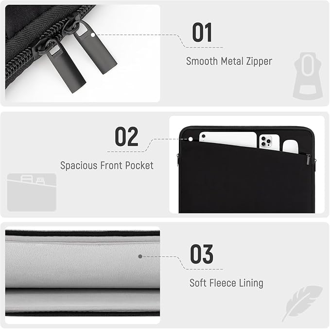 Laptop Sleeve 13 Inch Cover Protective Case Compatible with 13 Inch MarBook Pro MacBook Air M4 M3 M2 M1 Durable Padded Case with Pocket Black