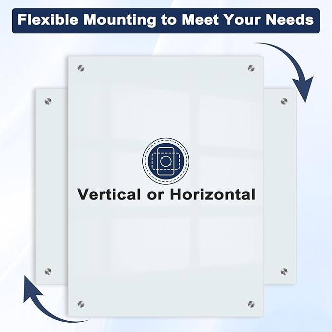 Magnetic Glass Whiteboard, 24" x 18", Frameless Wall Mount, Normal White | Glass Dry Erase Board for Wall, Includes 1 Marker Tray and 6 Magnets, White Board for Office, Home, Classroom