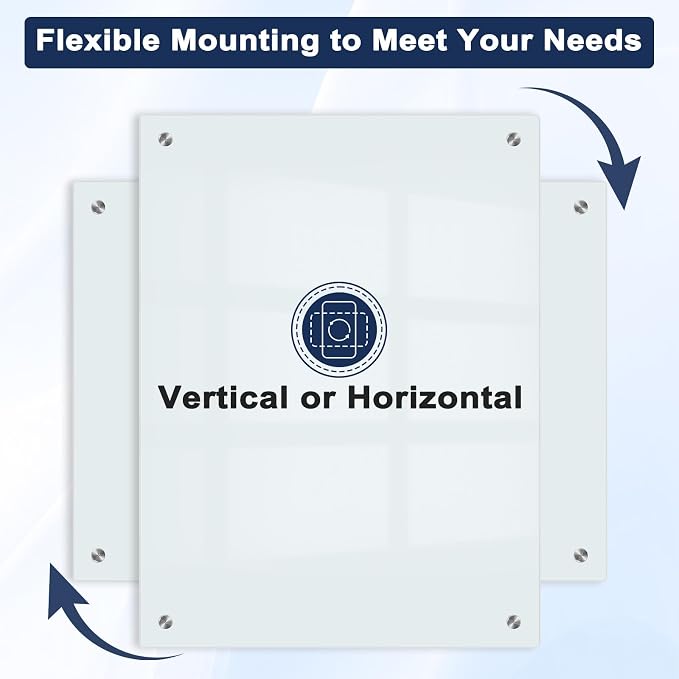 Magnetic Glass Whiteboard, 4' x 3', Frameless Wall Mount, Normal White | 48" x 36", Large Glass Dry Erase Board for Wall, Includes 1 Marker Tray, 6 Magnets, White Board for Office, Home, Classroom