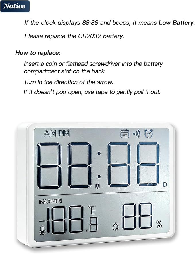 GooDay Smart Digital Alarm Clock, w/Magnetic Attraction, Indoor Temperature Humidity, HD Screen Hour Date, Battery Operated - White