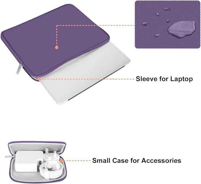 MOSISO Laptop Case 13.3 inch, 13-13.3 inch Laptop Sleeve Bag Compatible with MacBook Air/Pro 13/Pro 14 M5 M4 M3 M2 M1, HP Dell ASUS Lenovo, Neoprene Computer Sleeve Bag with Small Case, Grape Purple