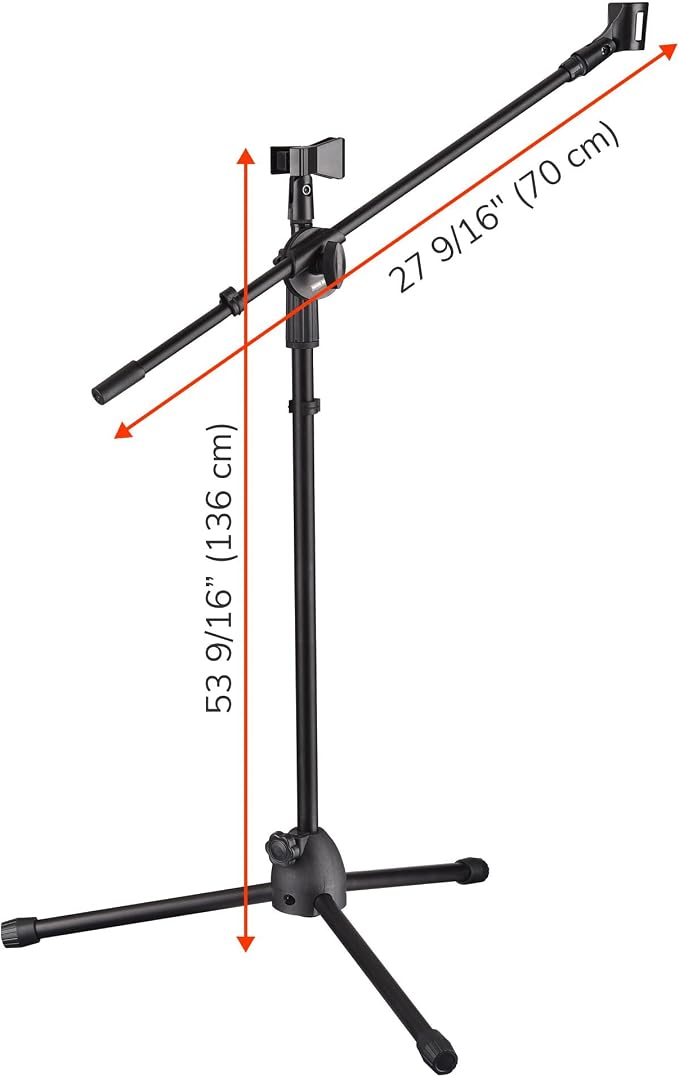 AW 2pcs Boom Mic Stand Floor Adjustable Height Mic Tripod Stand Dual Mic Clip Standing Boom Arm Mic Holder for Singing Live Stream Stage Studio