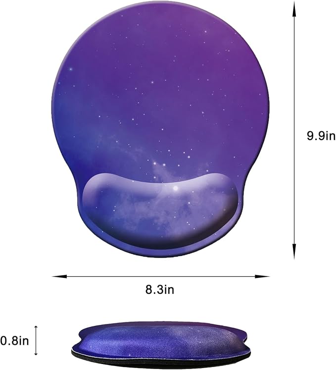 Mouse Pad with Wrist Support, Ergonomic Mouse Pad with Memory Foam Wrist Rest Cushion, Non-Slip Rubber Base Gaming Mice Pad for Home Office Computer Laptop, Starry Sky Purple