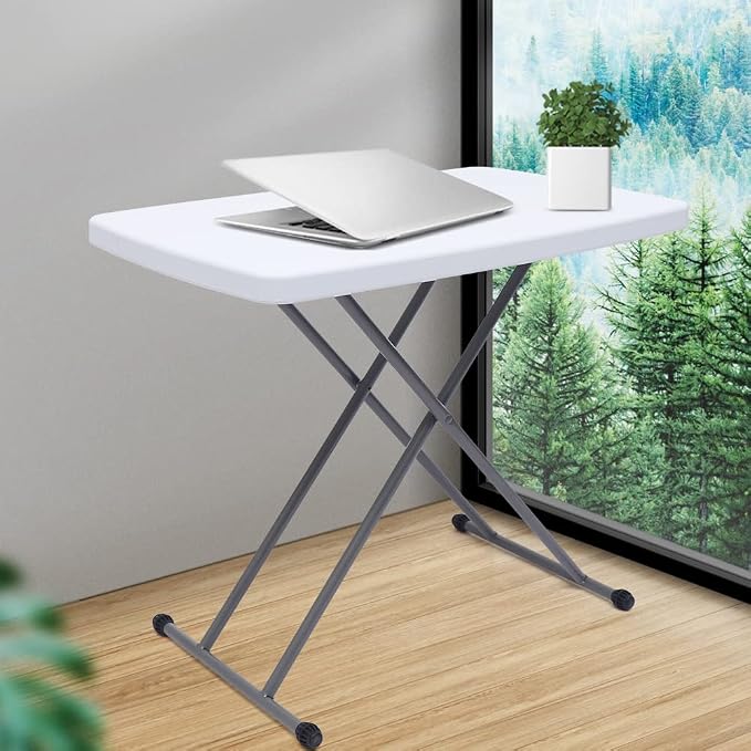 Folding Desk Home Office Desk Laptop Study Writing Table Height Adjustable,Portable Folding Desk Writing Computer Desk for Home Office Trips(White)