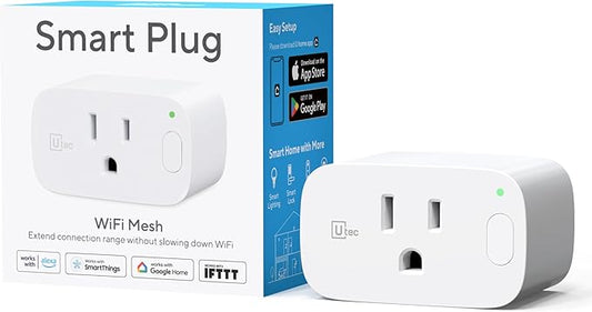UTEC Smart Plug, Wi-Fi Mesh Outlet, 15A Ultra Efficient Smart Plug Compatible with Alexa, Google Home & IFTTT, No Hub Required, 2.4GHz Wi-Fi Only, Remote Control, ETL Certified