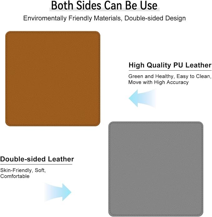 Dual Sided Leather Desk Mat - Waterproof Desk Pad - Ideal for Large Mouse Pad and Desk Mats on Top of Desks (Brown, 11"*8")