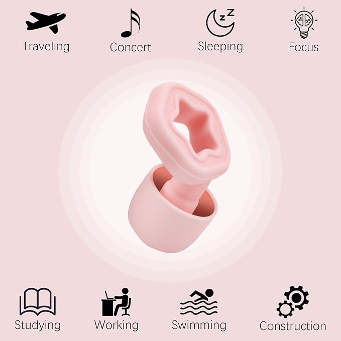 Ear Plugs for Sleep Noise Cancelling,3 Sizes (S/M/L),Reusable Silicone Earplugs Hearing Protection for Noise Reduction, Snoring & Tinnitus Relief, Earplugs for Concerts, Travel, Kids & Adults(Black)