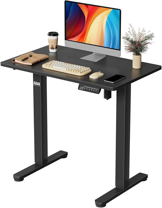 JOY worker Mini Electric Standing Desk, 31.5" Whole Piece Height Adjustable | 31.5" x 20" Black Small Stand Up Desk with Memory Controller, Compact Computer Workstation for Home Office School Walking Pad