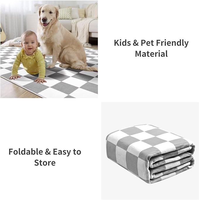 Terrug Grey and White Checkered Rug for Entryway,2x3 Small Area Rugs Washable with Non Slip for Kitchen,Soft Low Pile Retro Carpet for Bedroom Front Door Porch