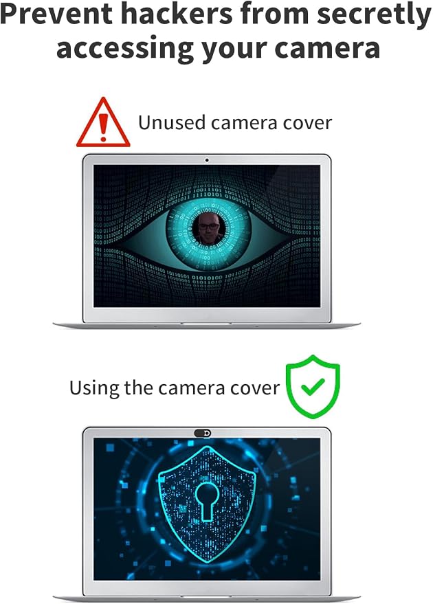 8 Pack Webcam Cover Slide - 0.027in Ultra Thin Camera Privacy Cover for Laptop, Desktop, PC, MacBook Pro, iMac, Mac Mini, Smartphone - Strong Adhesive, Black - Protect Your Privacy & Security