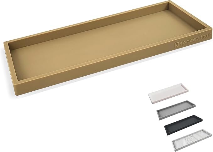 Silicone Countertop & Vanity Tray – 11.7” Bathroom Counter Tray | Bathroom Tray, Bathroom Tray Countertop, Tray for Bathroom Counter, Silicone Kitchen Tray for Counter & Countertop Organizer