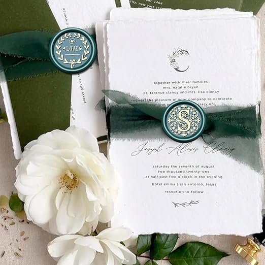 Flower Initial Alphabet T Wax Seal Stamp & Eucalyptus Love Sealing Stamp with Wax Stamp Brass Head Ideal for Wedding Invitations Gift Wrapping Christmas (Floral T)