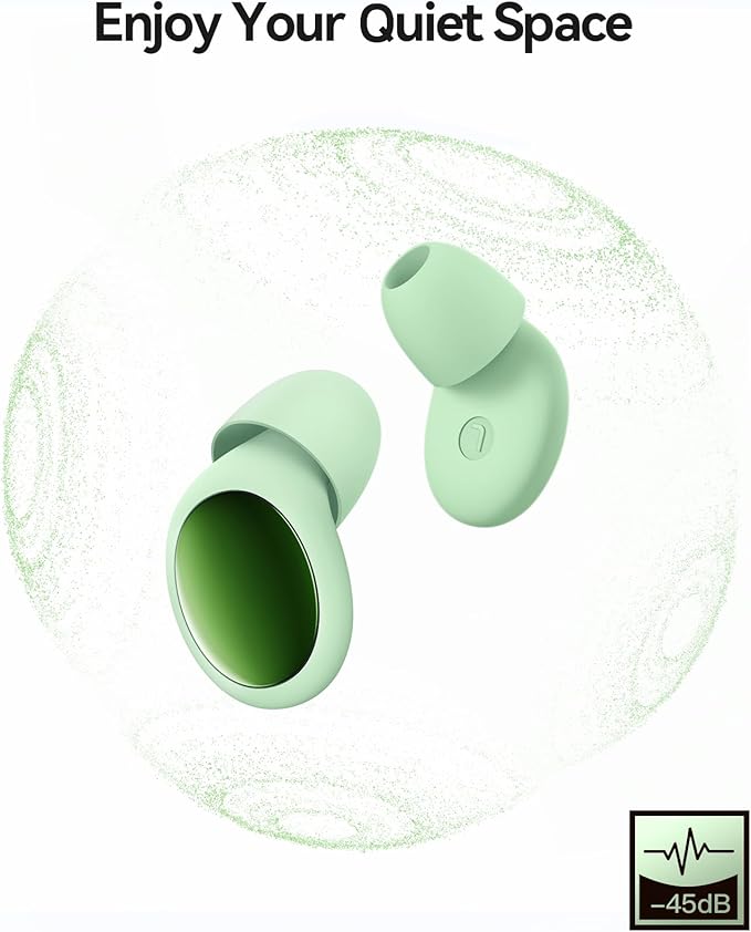 Ear Plugs for Sleeping 45dB Noise Cancelling Ear Plugs for Noise Reduction & Snoring, Concerts, Earplugs for Sleep,Sider Sleepers Airplane, Silicone Earplugs Reusable Concert Ear Plug+8Tip Avocado