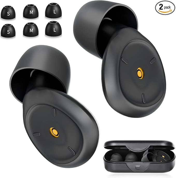 Ear Plugs for Sleeping Noise Cancelling:Reusable Ear Plugs for Noise Reduction for Snoring/Concerts/Travel/Shooting,Soft Silicone Sleep Earplugs with 6 Ear Tips & Bag(Black)
