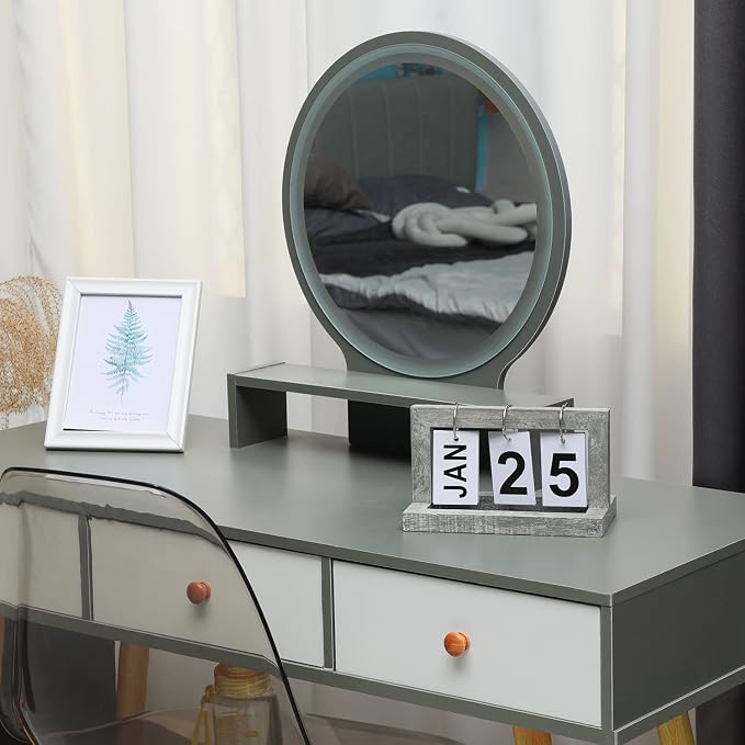 Perpetual Flip Desk Calendar-Small Cute Office Desktop Calendar with Memorial Day Trackingr(Washed Gray)