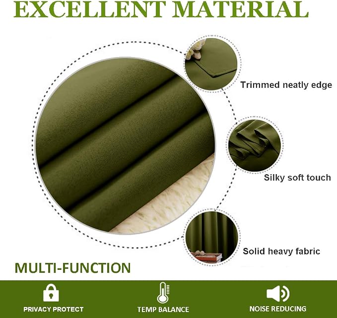NICETOWN Olive Green Blackout Drape for Nursery, Decoration Thermal Insulated Blackout Room Darkening Curtain/Drapery with Ring Top (Single Panel, 42 by 72 inches, Olive Green)