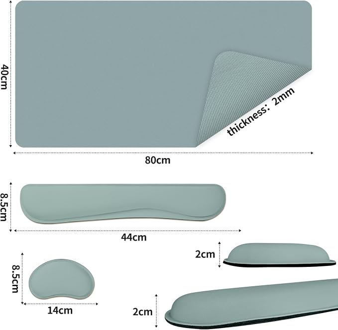Desk Pad Mat Set,3-in-1 Large Mouse Pads with Wrist Rest and Keyboard Pad, Desk Mats for Keyboards and Mouses, Ergonomic Keyboard and Mouse Mat Set for Office Home Decor(Blue, 31.5" x 15.7")