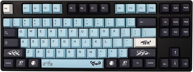 JSJT Sky and Blue Keycaps -Custom Keycap137 Keys PBT Dye Sublimation Cherry Profile Keycaps for ANSI/ISO Layout rk61/64/68/84/980/104 MX Switches Mechanical Keyboards