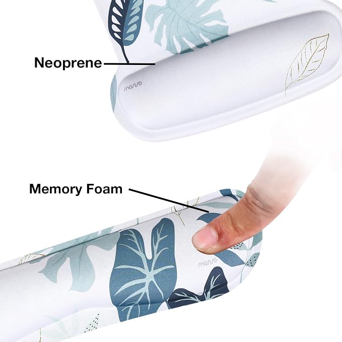 MOSISO Wrist Rest Support for Mouse Pad&Keyboard Set | Watercolour Monstera Leaves Mousepad Non-Slip Base Home/Office Pain Relief&Easy Typing Cushion with Soft Cloth&Memory Foam