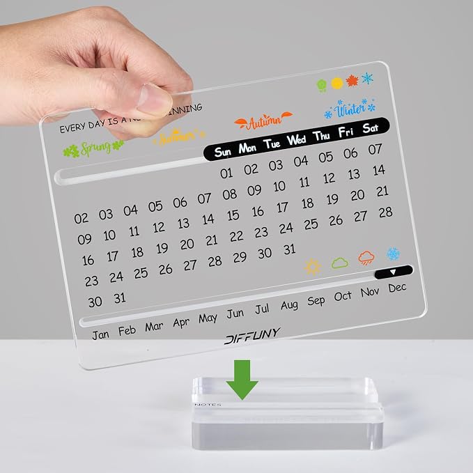 Acrylic Perpetual Desk Calendar – Cute Modern Office Decor & Office Gifts for Coworkers, Women & Men