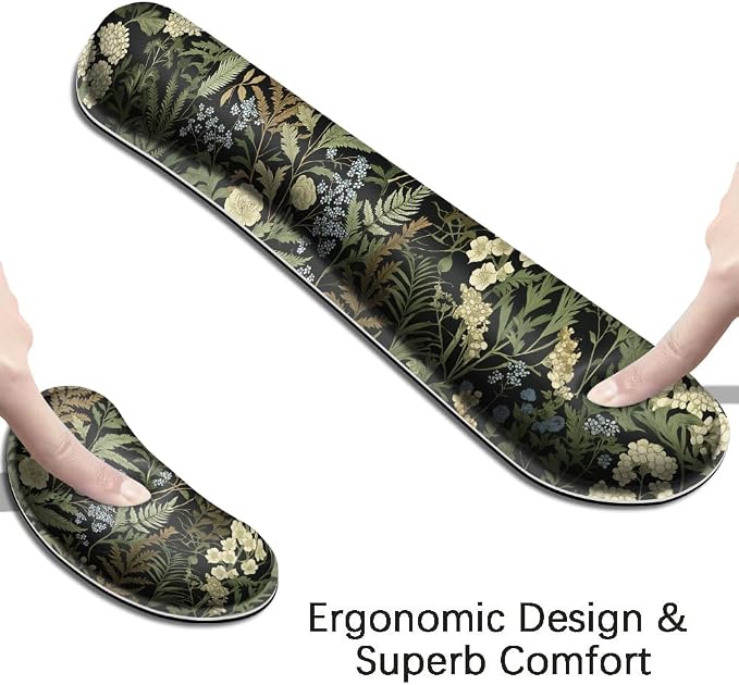 Desk Mat, Large Gaming Mouse Pad with Wrist Rest, 4 in1 XXL Mouse pad+Keyboard Wrist Rest+Mouse Pad Wrist Support+Cup Coaster Set, Ergonomic Desk Pad for Home Office,Weeds