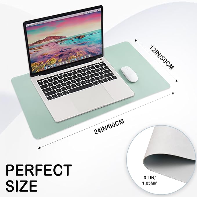 24 x 12 Inches Leather Desk Pad Protector, Non-Slip PU Leather Desk Mat, Laptop Desk Pad, Perfect for Office & Home Use (green)