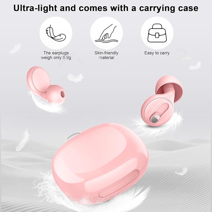 Adjustable Ear Plugs-2, 17-35dB Noise Reduction Hearing Protection EarPlugs, Reusable Silicone Earplug for Sleep/Focus/Concerts, 7 Pairs of XS/S/M/L Single/Double Eartips with Magnetic Case Pink