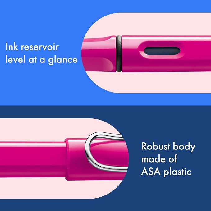 LAMY safari pink - Fountain Pen with ergonomic grip & polished steel nib in size EF - ideal for any Writing & Calligraphy - including LAMY T 10 blue cartridge - Right-Handed