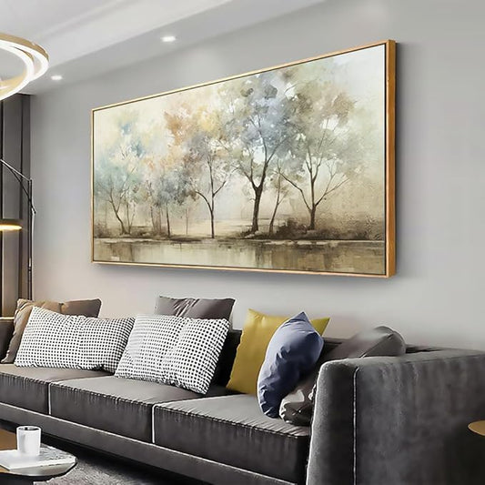 VHMING Abstract Wall Art Artwork Retro Trees Pictures Decor Canvas Painting Framed Ready to Hang Living Room Bedroom and Office Wall Decor 24x48 Inch