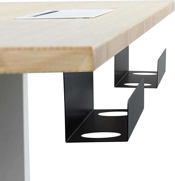 Under-Desk Cable Management Trays - Two 12" Trays in the Set - Perfect Storage for Cables, Power Bars, and Adaptors - Black