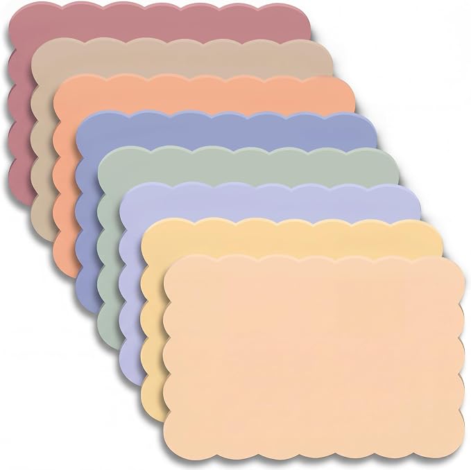 Eaasty 8 Pack Scalloped Sticky Notes Cute Adhesive Memo Pads Vintage Colors Aesthetic Unlined Self Stick Note Pads 3" x 5" Pretty Wavy Sticky Notes Bulk 240 Sheets for School Office Supplies