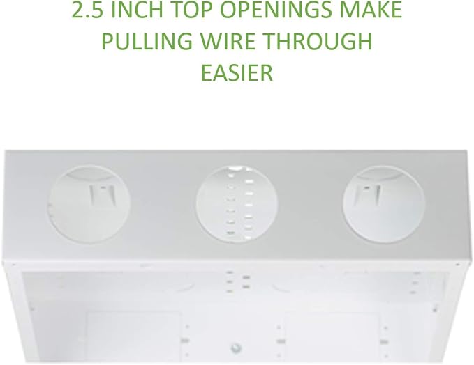 Legrand - OnQ 14 Inch Cable Management, In-Wall 20-Gauge Media Box, Structured Wiring Enclosure with 2.5 Inch Openings for Wires, Glossy White, EN1400