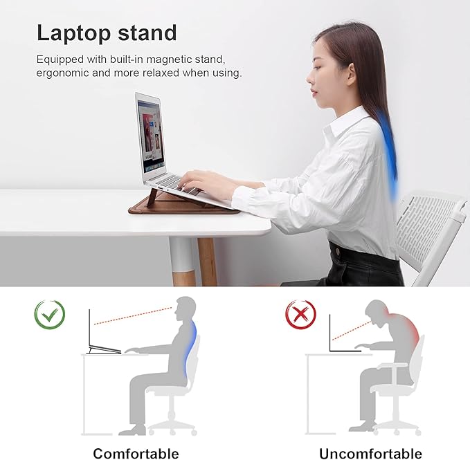 Nillkin Laptop Sleeve 15.6 inch, MacBook Sleeve with Adjustable Stand & Mouse Pad, 2 Stand Modes, 15 inch Laptop Case, Slim MacBook Accessories for Samsung/Surface/Chromebook/HP 13-15.6 inch, Brown