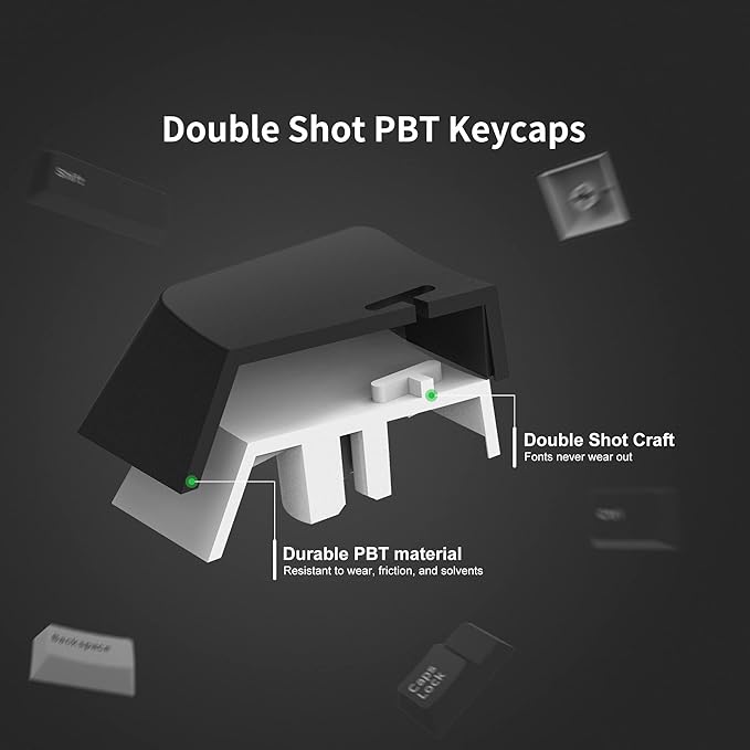 XVX WOB Keycaps 168 Keys, Double Shot PBT Custom Keycap Set, Minimalist Style White on Black Keycap, Cherry Profile Keyboard Keycaps for Cherry Gateron MX Switches Mechanical Keyboard