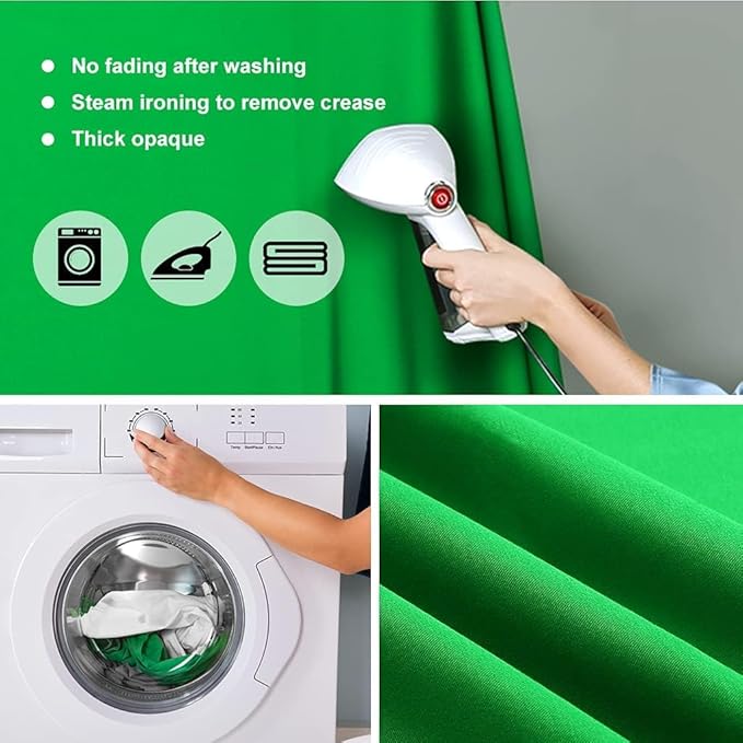CPLIRIS 10x20ft Green Screen Backdrop for Photography, Dual-Size Dual-Pocket Design Chromakey Background for Photoshoot, Game Steaming, Zoom Meeting with Both Options of 10 ft and 20 ft in Width
