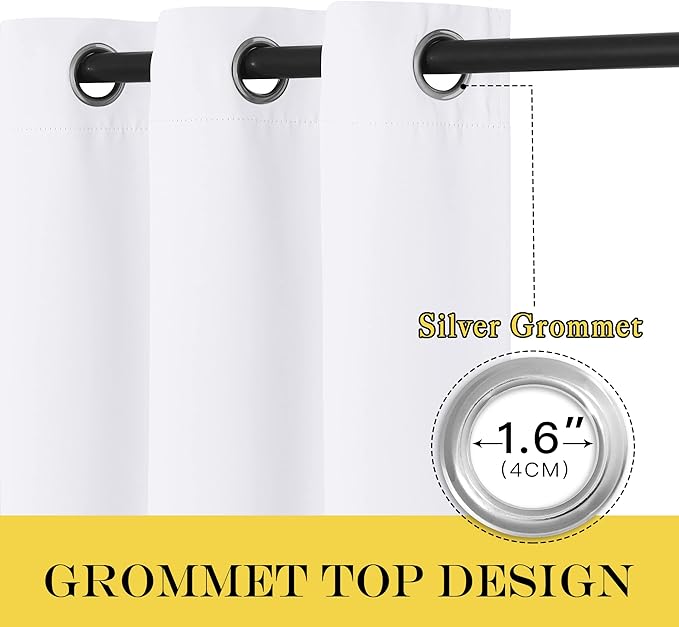 NICETOWN Patio Blackout Curtain Panels - Extra Wide Sliding Door Thermal Insulated Drape, Privacy Room Divider Curtain for Bedroom Office (White, 66 x 118 Inch Long)