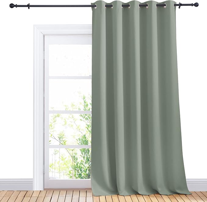NICETOWN Window Blackout Curtain Panel for Living Room, Sage Green, 1 Panel, 70 x 95 inch, Thermal Insulated Blackout Drape/Drapery for Loft, Guestroom