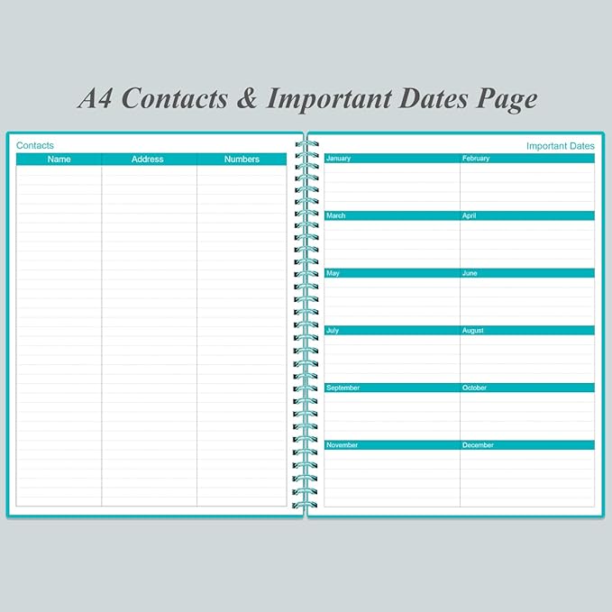 Undated Planner Pro - 8.5" x 11" Weekly & Monthly Planner to Achieve Goals & Increase Productivity, 12 Months Undated Agenda Daily Planner, Start Anytime, Teal