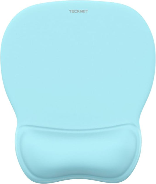 TECKNET Gel Ergonomic Mouse Pad with Wrist Rest, Non-Slip PU Base, LT.Blue | Comfortable Gel Cushion, Pain Relief, Smooth and Waterproof Surface, Mouse Pad with Wrist Rest for Office, Gaming and Study